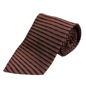 Kenneth Cole New York Men's Silk Striped Necktie Red Beige Formal 59" x 4"